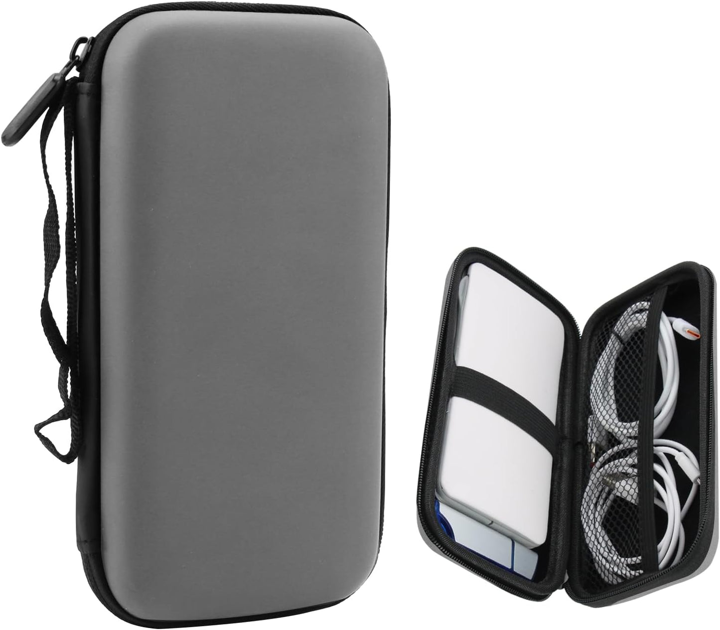 Power Bank Case Shockproof Carrying Case Travel Cable Organiser Hard Drive Case Travel Bags Organiser EVA Tech Pouch Multifunctional Cable Bag for Electronics Travelling Essentials Accessories (Grey)