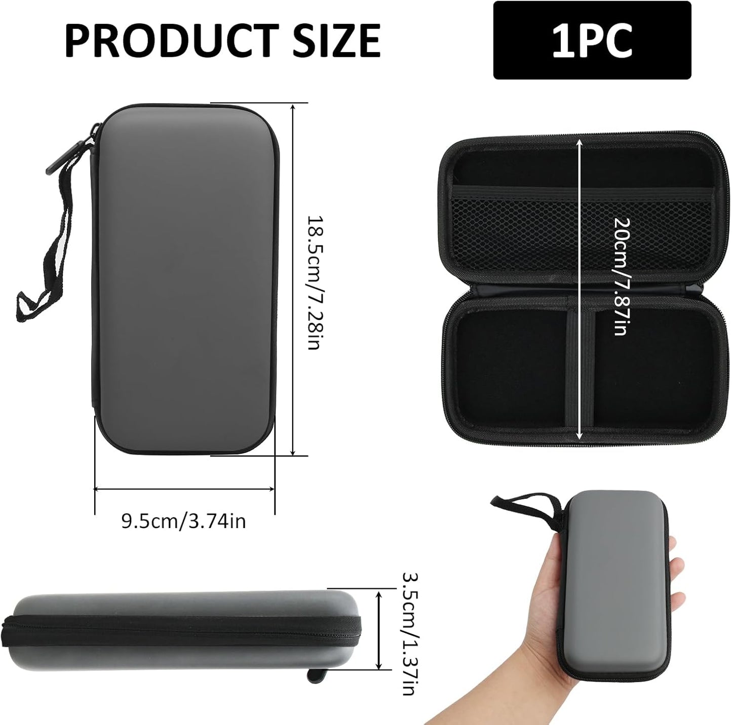 Power Bank Case Shockproof Carrying Case Travel Cable Organiser Hard Drive Case Travel Bags Organiser EVA Tech Pouch Multifunctional Cable Bag for Electronics Travelling Essentials Accessories (Grey)