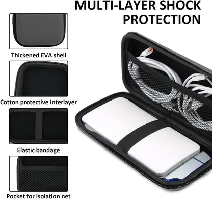 Power Bank Case Shockproof Carrying Case Travel Cable Organiser Hard Drive Case Travel Bags Organiser EVA Tech Pouch Multifunctional Cable Bag for Electronics Travelling Essentials Accessories (Grey)