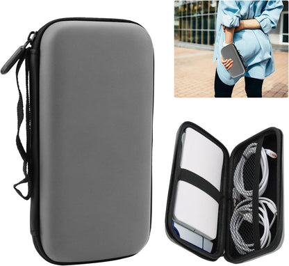 Power Bank Case Shockproof Carrying Case Travel Cable Organiser Hard Drive Case Travel Bags Organiser EVA Tech Pouch Multifunctional Cable Bag for Electronics Travelling Essentials Accessories (Grey)