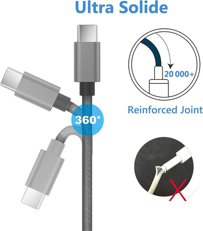 Yosou USB C Charger Cable 2M 2Pack USB A to USB C Type C Charger Fast Charging 3A Lead Braided for Samsung Galaxy S22 S21 S20,Pixel 8 7 6,PS5,Switch