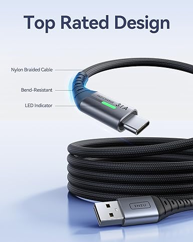INIU USB C Charger Cable, [3 Pack 0.5+2+2m] USB A to USB C 3.1A Fast Charging, Braided Phone Charger Type C Cable for iPhone 17 16 15 Pro Max Samsung Galaxy S25 S24 S23 Switch PS5 Huawei Pixel 9a etc